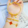 Ping An Xi Le Push-Pull Bangle: Women's Imitation Vietnamese Sand Gold Bracelet with Solid Core.