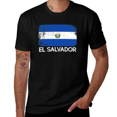 Salvadoran Flag Design Vintage Made In El Salvador Gift T-Shirt Man T Shirt Heavy Cotton Man T Shirt Luxury T-Shirt
