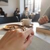 Engraved Line Two-tone Ring Double Layer Punk Style Ring  Holiday Accessories