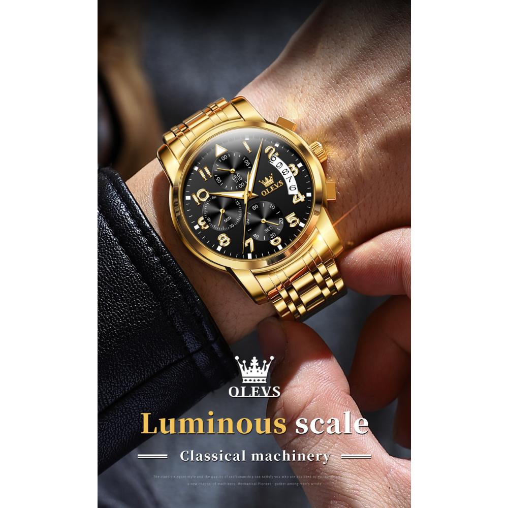 OLEVS New Business and Leisure Watch Multifunction Chronograph with Calendar Quartz Watch Waterproof Luminous Men's Watch