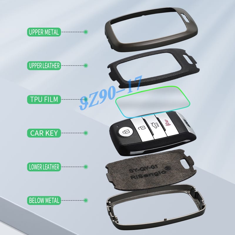 Metal Leather Car Key Fob Case Cover Keychain For Kia Optima Sorento Soul Niro Sedona Sportage Carnival Accessories