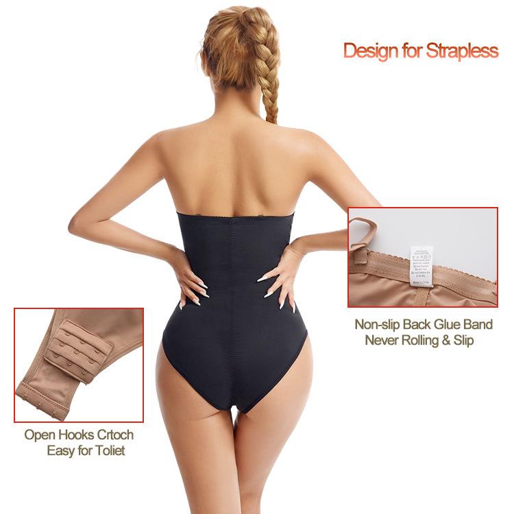 Strapless Bodysuit Zonder Rug met Ingebouwde Beha, X-vormige Buikcontrole & Open Kruis Ontwerp, Naadloze Full Body Shaper Voor Dames Lingerie, Grote Maten