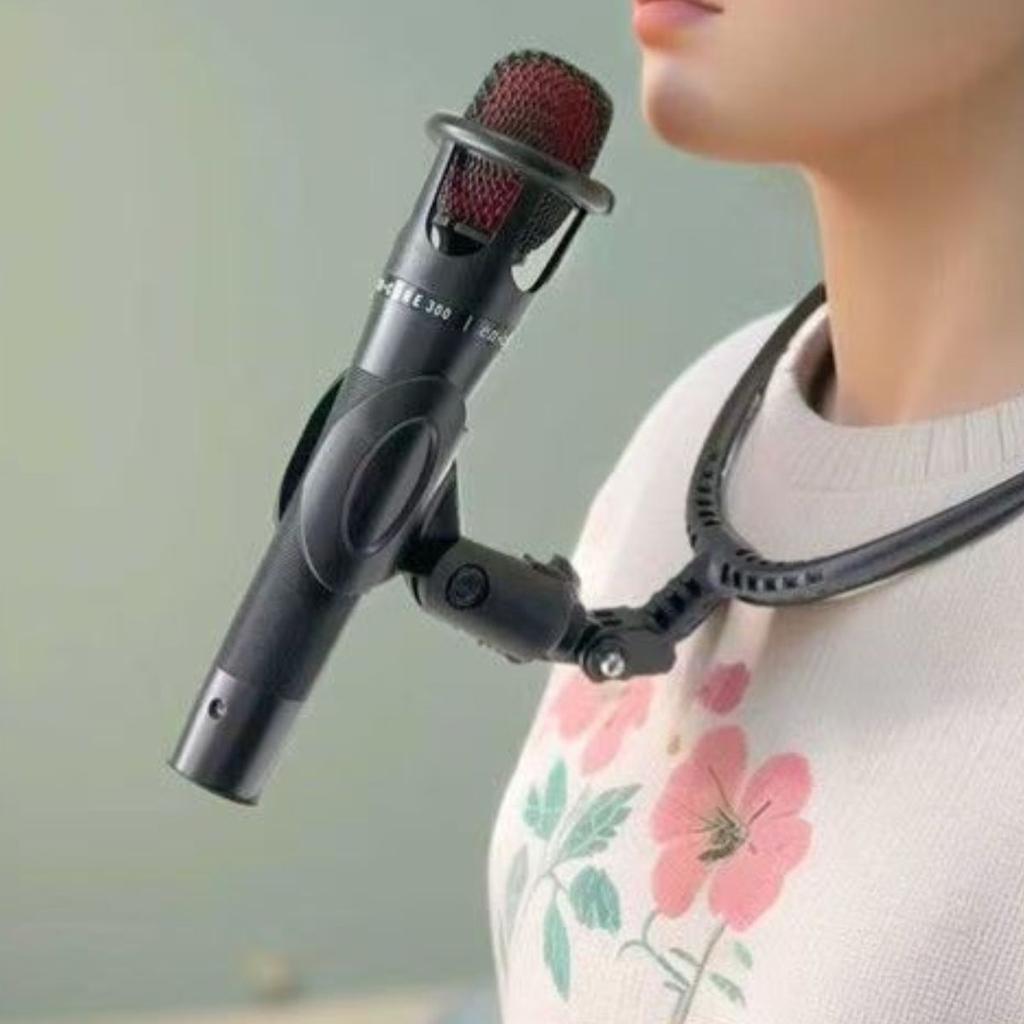 Hands-Free Neck Microphone Stand with Adjustable Clip Durable ABS Material Ergonomic Design for Stage Performers Speakers Musicians