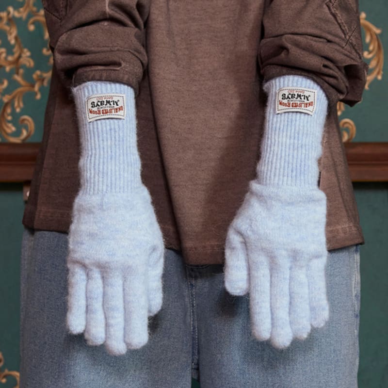 

UNALLOYED HAIRY KNIT GLOVES / SKY BLUE FREE