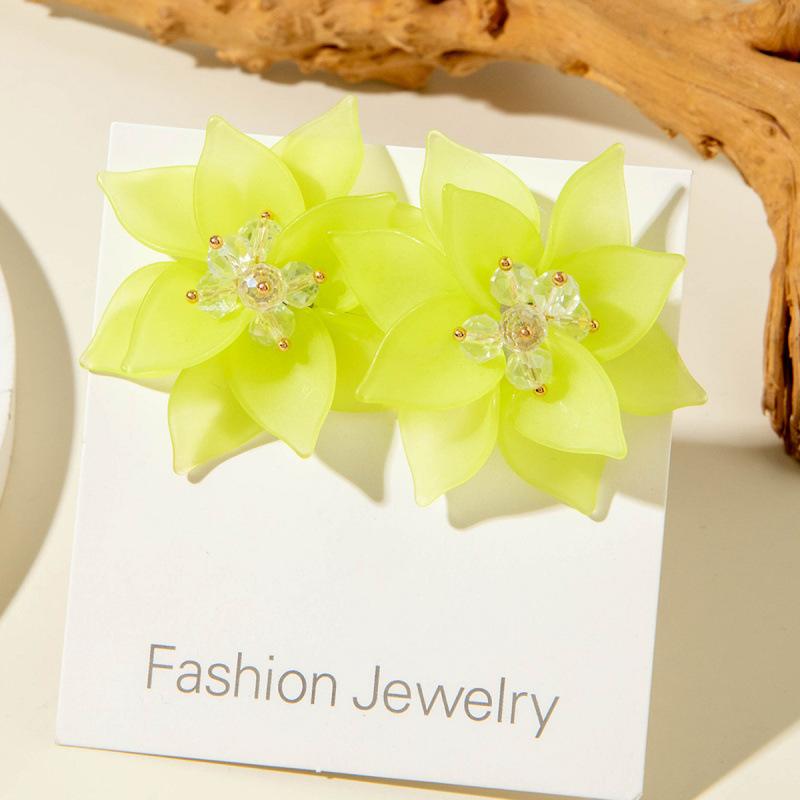 Dopamine Korean Fresh and Sweet Resin Three-dimensional Flower Earrings Earrings for Women
