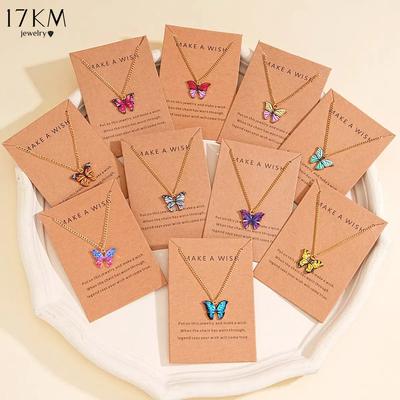 10 pièces pendentif papillon coloré Y2K collier de mode simple fête de vacances cadeau de rendez-vous accessoires de bijoux quotidiens