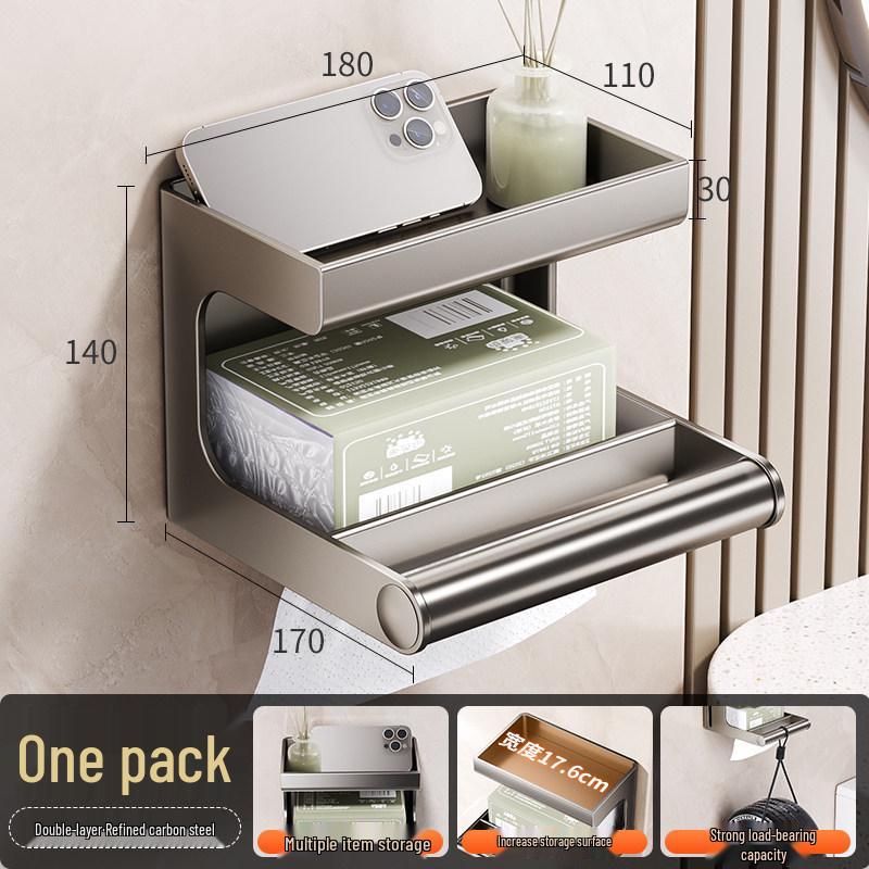 

Bathroom Handrail & Storage Shelf: Paper Towel Holder, Toilet Paper Box, Elderly Assistance Stand