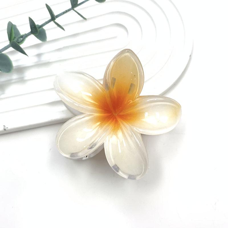 Retro Colorful Frangipani Flower Hair Claw Clip for Women