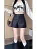 2023 Women's High Waist Slimming PU Leather Hot Pants - Sexy Black Petite Leggings