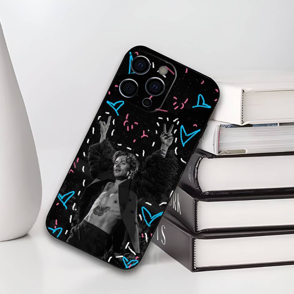 H-Harry S-Styles Handyhülle Für iPhone 17,16,15,14,13,12,11 Plus,Pro Max,XS,Weiche Silikon Schwarz Hülle