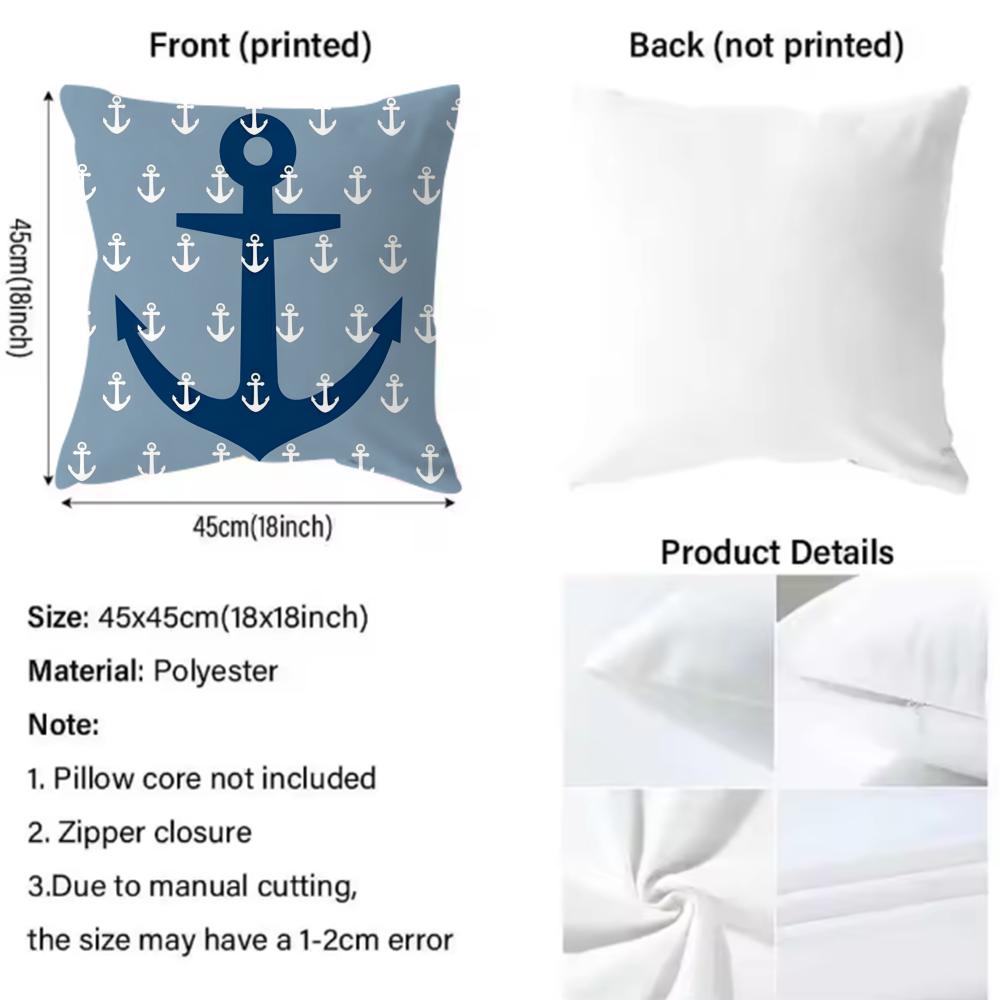 Popular Oocean Sailorer Cushion Cover Soft Washable Pillow Case Multi-Scene For Couch Bed Travel Office Use