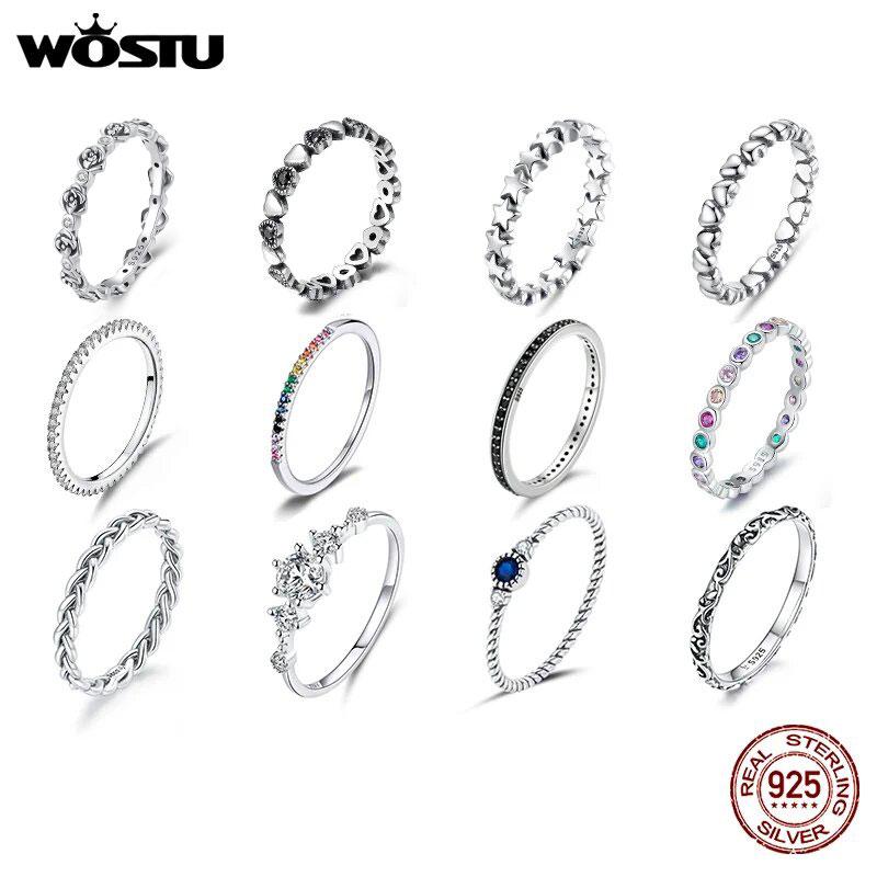 925 Sterling Silver Simple Rings for Women Wedding Engagement Heart Rings with Zircon  Female Jewelry 2025