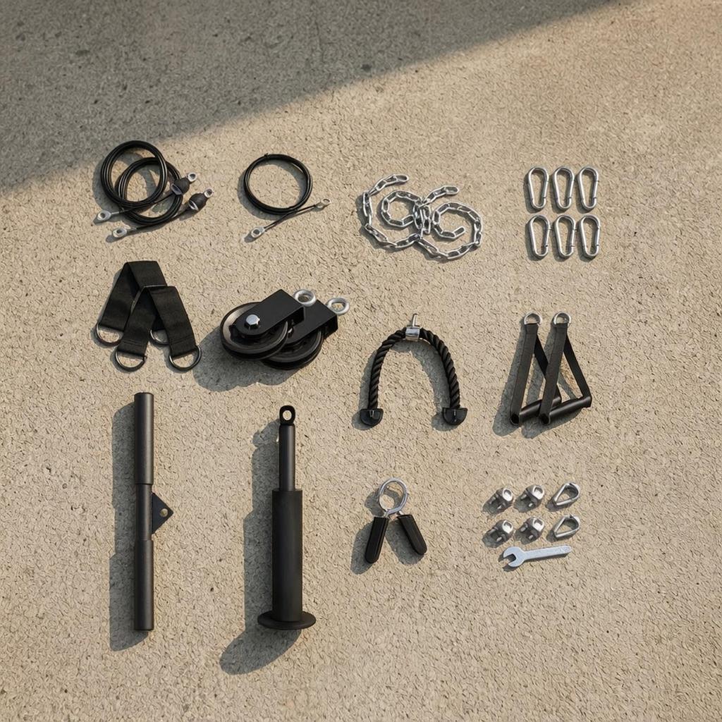 Pulley Cable Gym Attachment Adjustable Workout Handle Attachments Compact