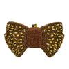 Green Bow Rhinestone Evening Bag Gold Hard Metal Crystal Wedding Handbags Bridal Party Cluches Diamond Women Cocktail Purses