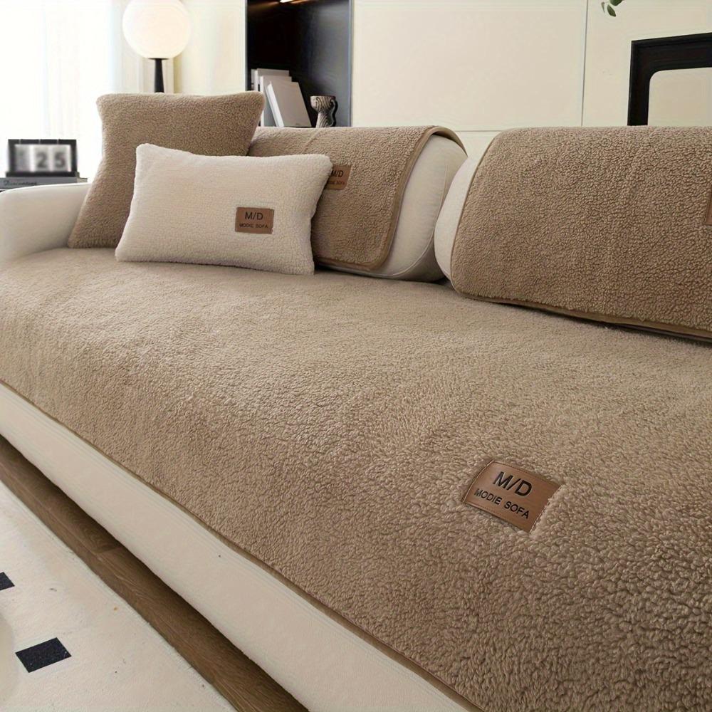 1pc Plush Sofa Slipcover/Pillowcase, Thickened Couch Cover Four Seasons Universal Furniture Protector for Bedroom Office Living Room Home Decor