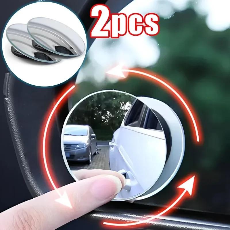 2 pezzi specchio per angolo cieco convesso con cornice rotonda sicurezza guida grandangolare 360 gradi regolabile specchietto retrovisore trasparente accessori per auto