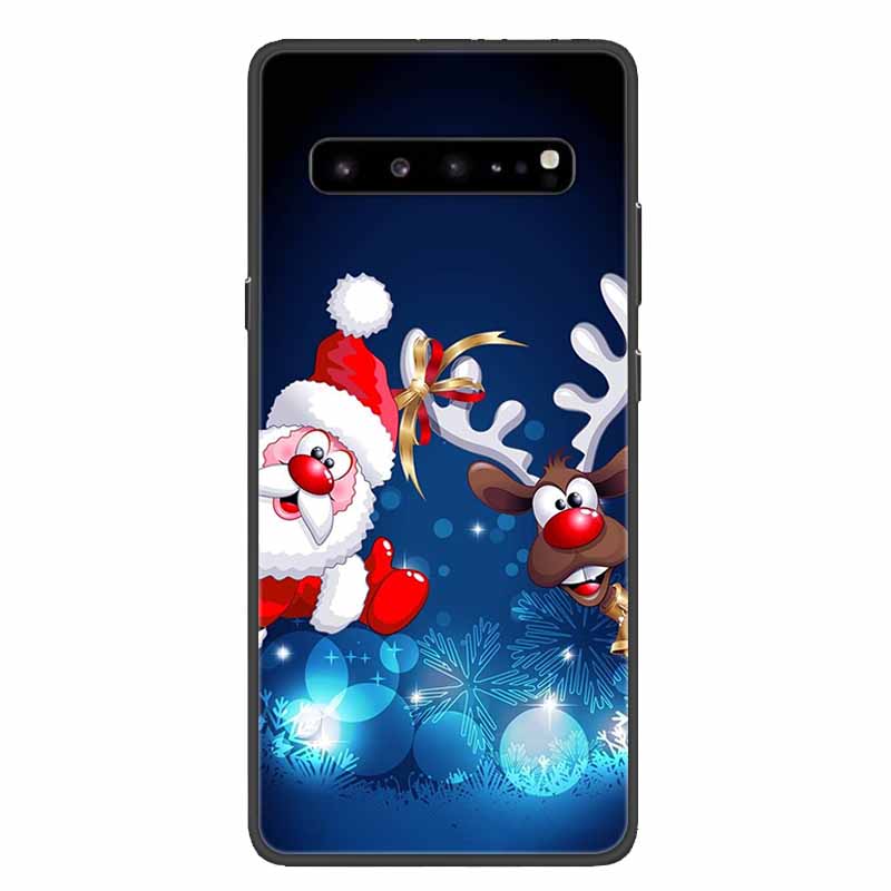 Christmas Phone Cases For Samsung Galaxy S10 /Galaxy S10e /Galaxy S10 Plus Case Black Silicone Soft Santa Claus TPU Bumper Funda