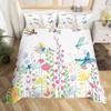 Boho Dragonfly King Queen Duvet Cover Cute Flower Love Heart Bedding Set Watercolor Floral Rustic Style Polyester Quilt Cover