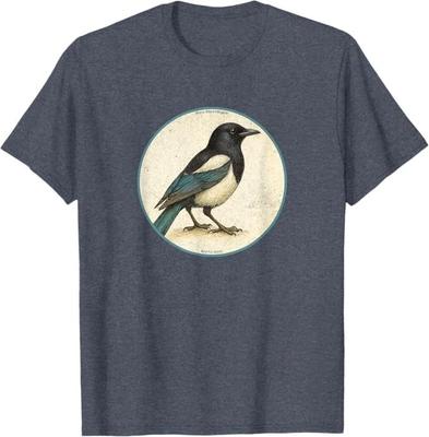 Maggiogazza dal Becco Nero T-Shirt Design Uccello Retrò 10 Colori di Bird.Fan