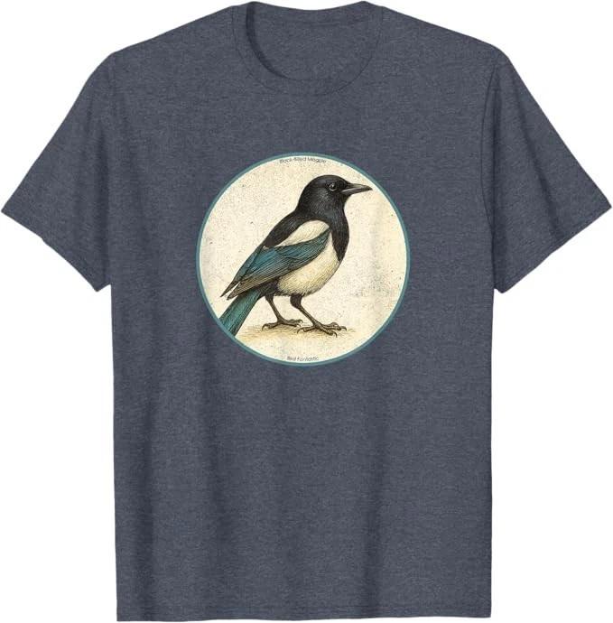 

Black-Billed Magpie T-Shirt Retro Bird Tee Design 10 Colors by Bird.Fan 3XL