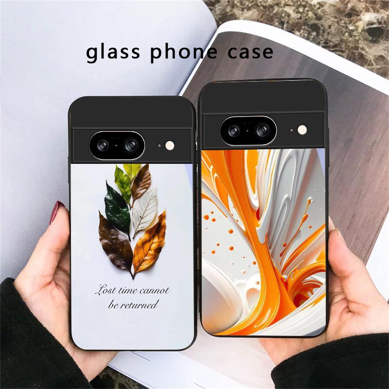Animal Footprint Stone For Google Pixel 8 7 9 10 Pixel 10 Pro XL Pixel 9 Pro XL Pixel 8a 7a Pixel 7 Pro Black Glass Phone Case