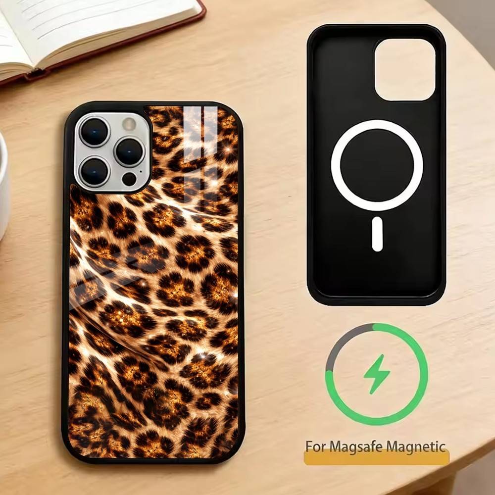 Leopard Print Tiger Skin   Phone Case For iPhone17,16,15,14,13,12,11 Plus,Pro Magnetic For Magsafe Wireless Charging