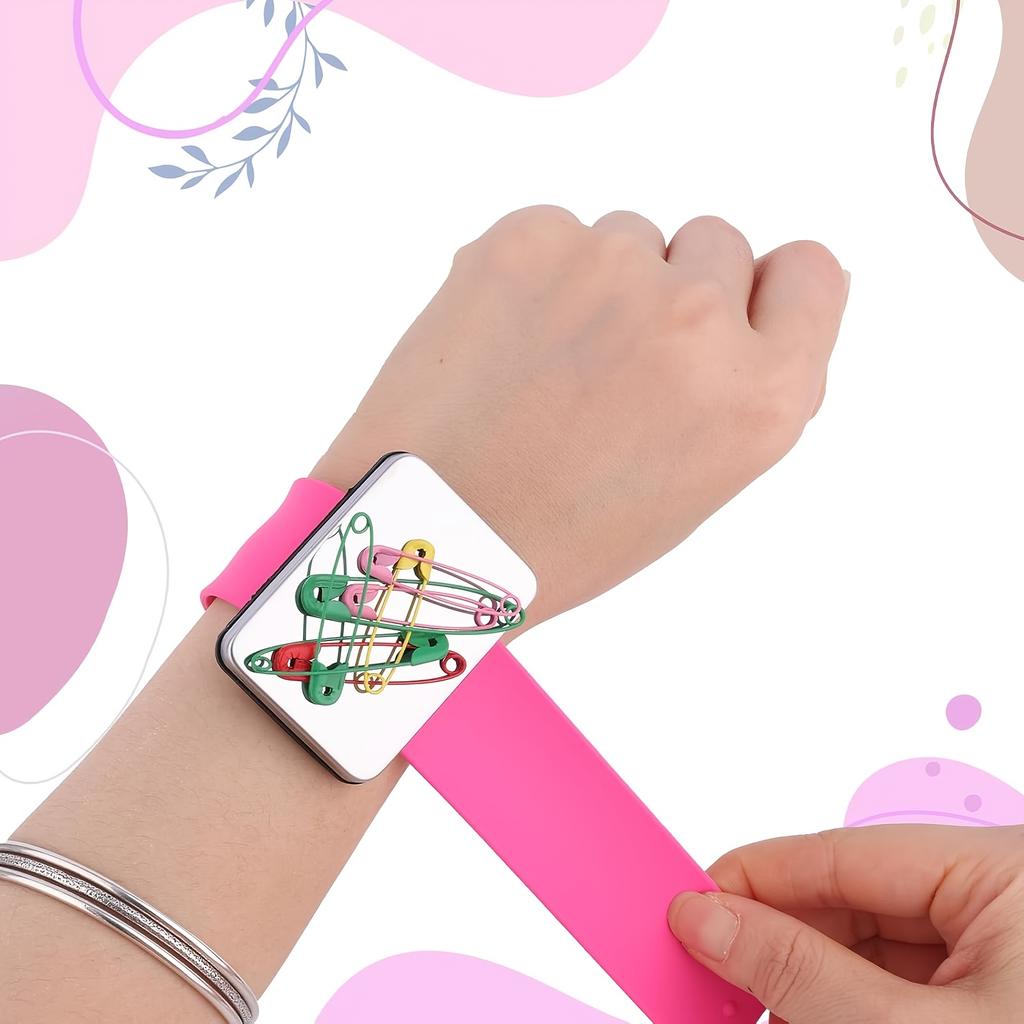 1pc Magnetic Pin Cushion Wristband, 3 Colors Wrist Sewing Pincushion Strap, Magnetic Pin Holder Wristband for Sewing Accessory Braiding Hair Styling