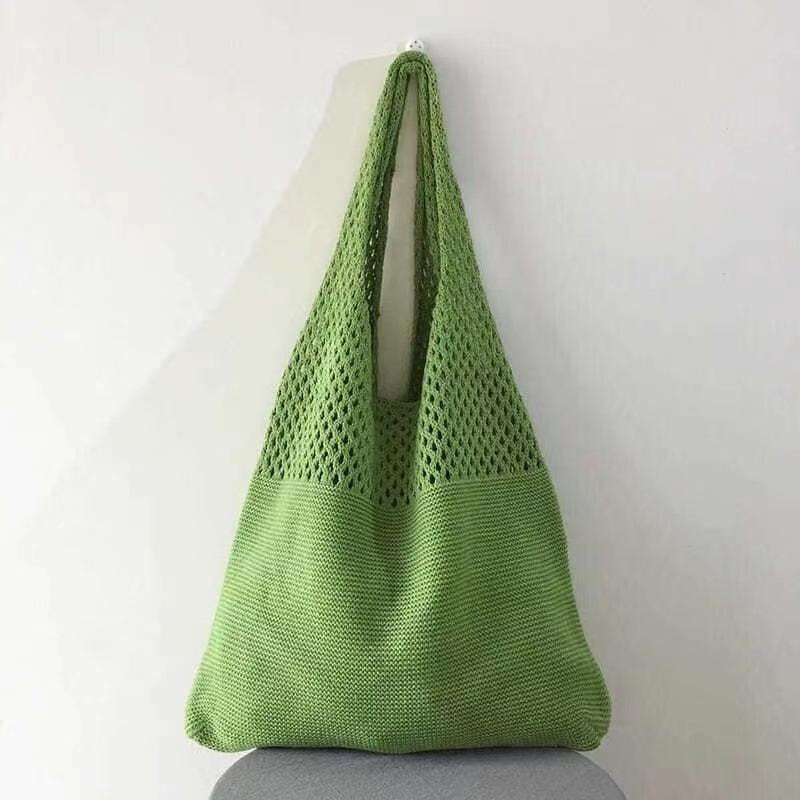 Borsa a Tote in Maglia Bohemien da Donna con Design ajour, Borsa a Spalla in Nylon per Uscite Casual e Viaggi in Spiaggia, Borsa a Tote da Spiaggia alla Moda