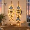 Rustic Home Decoration Bohemian Wooden Fish Wall Decor With/without LED Lights, Coastal Retro Hanging Ornament Shape for Bedroom Living Room Entryway,