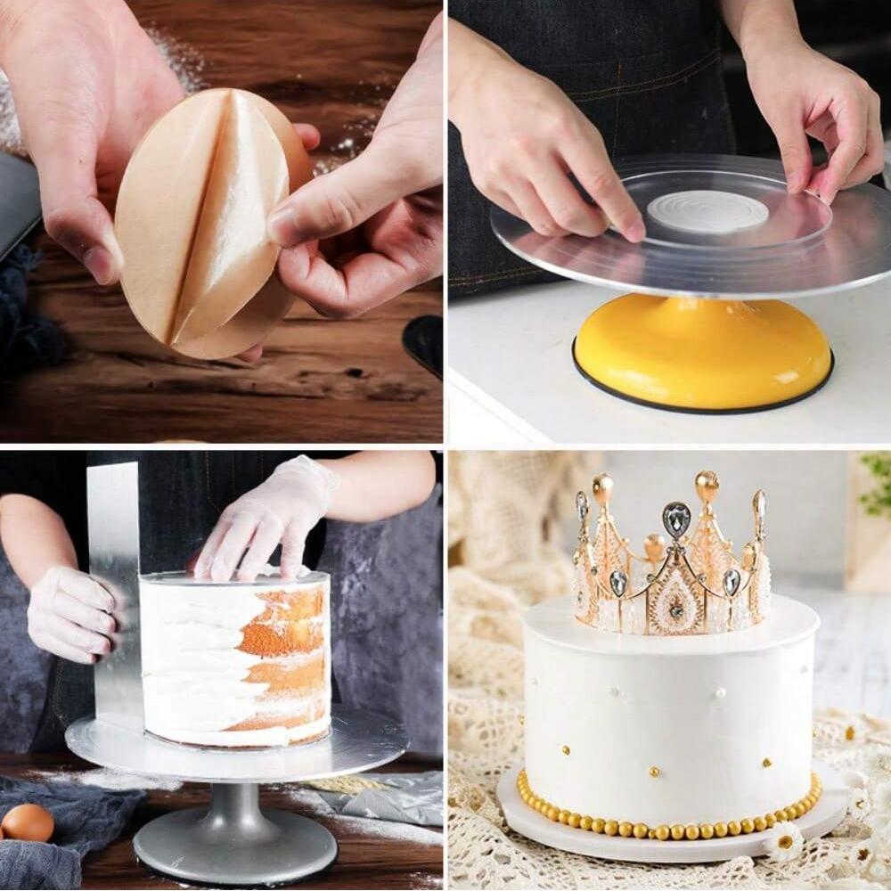 2 STÜCKE Runde Kante Kuchenscheibe Kreis Acryl Backblech Ständer DIY Wiederverwendbarer Kuchenaufsatz Antihaftbeschichtete Acryl Kuchenbasisplatte Backwerkzeug