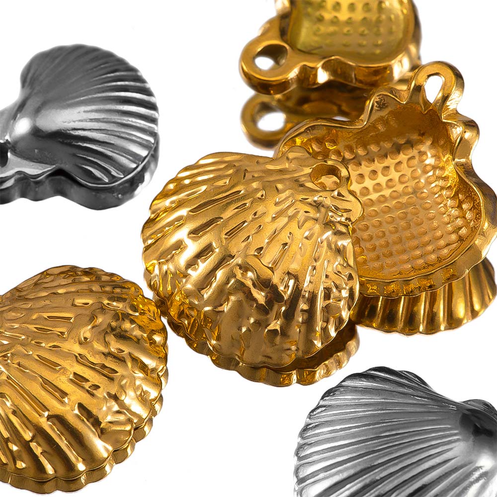 10pcs Striped Sea Shell Pendant Stainless Steel with Hole Bracelet Bohemia Earring Necklace Charm DIY Jewelry Making Wholesale