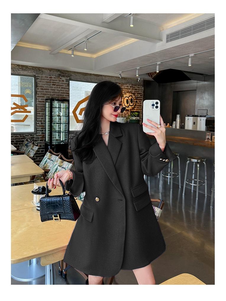 Women's Large Rose Red Suit Jacket, Medium-Long Casual Blazer for Spring and Autumn [0120]