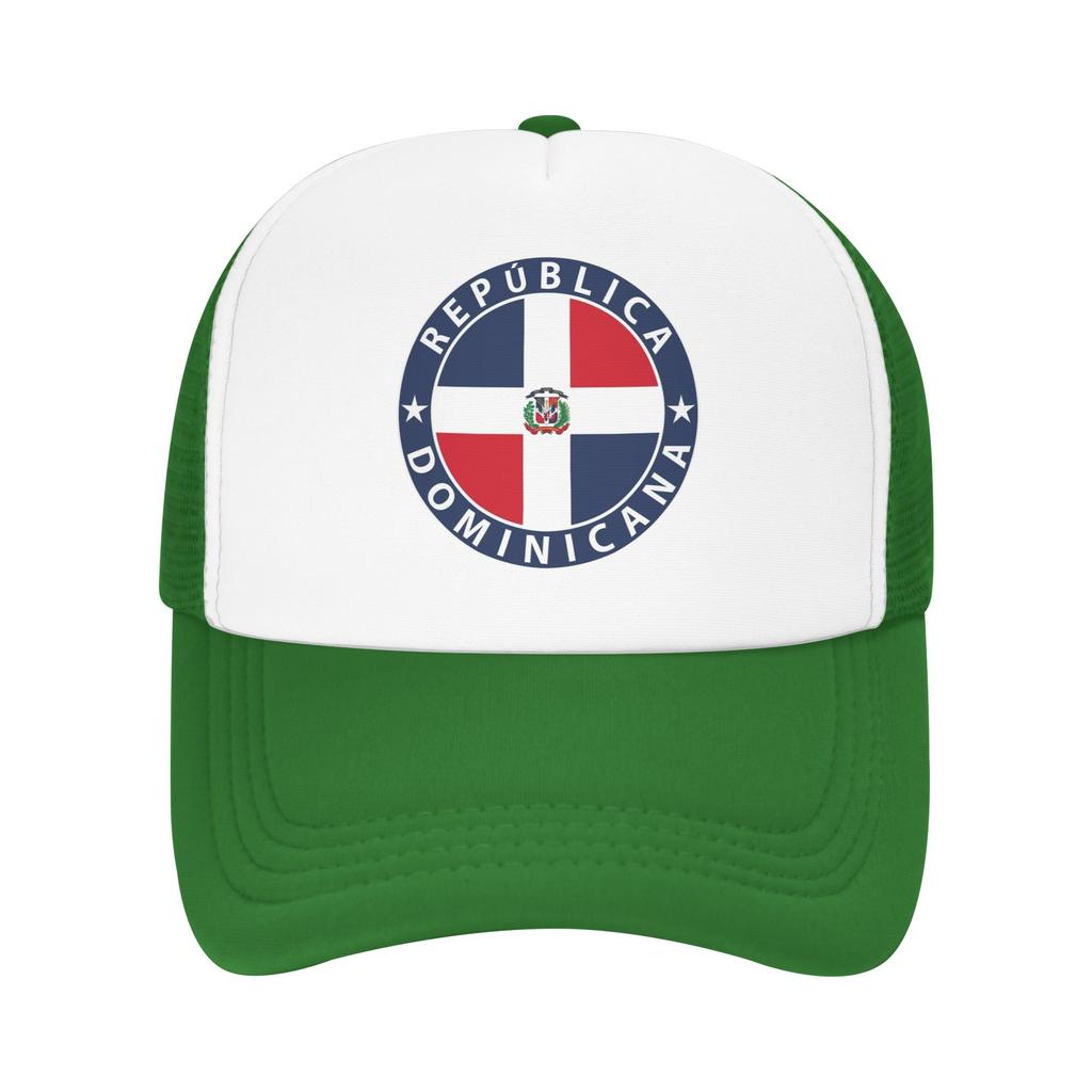 Dominikanische Republik Dominikanische Flagge Mesh Baseballkappe Lässige Trucker-Mütze Mütze Verstellbar Polyester Sonnenhüte Sommer Trucker-Hüte
