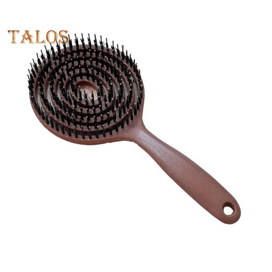 

Массажная расческа с антистатическими щетинками, термозащита, расческа для придания объема, инструмент для здоровой укладки волос коричневый