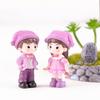 1pair Lovers Snowman Couple Statue Resin Craftwork Garden Miniature Micro Landscape Festival Atmosphere Maison Christmas Statue