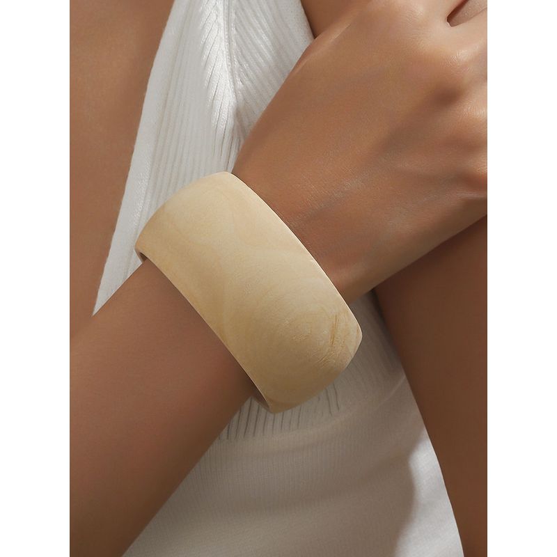 Bohemia Style Fashion Fashion Square Ethnic Style Brown Wood Stylish Wide Bracelet Retro Hand Jewelry