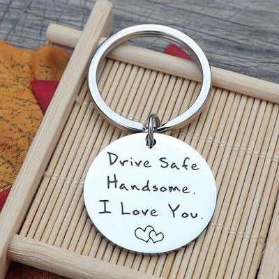 Stainless Steel Keychain Pendant with Engraved Metal Charms and Gifts
