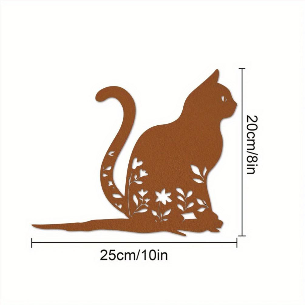 Unique Metal Cat Outline Garden Stake Outdoor Yard Art Sculpture TY3220-01-xiu