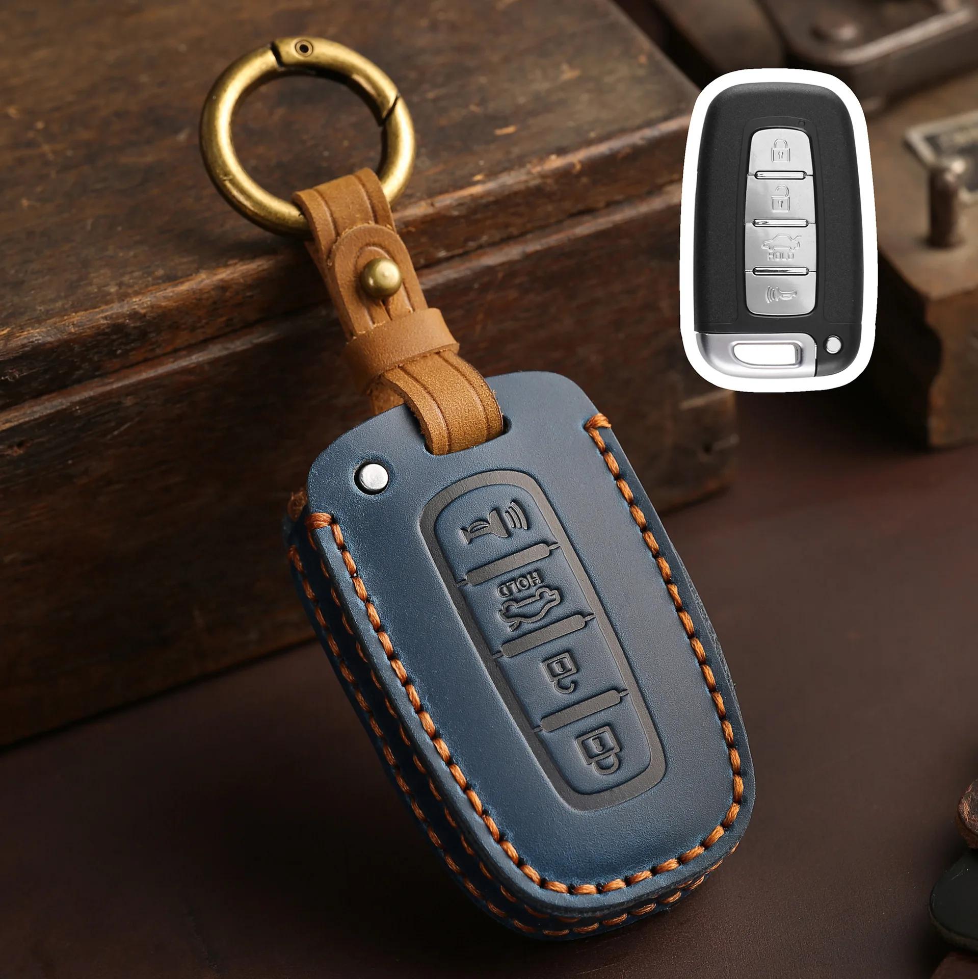 

Leather Car Key Case Cover For Kia Rio Sportage K2 K3 K5 For Hyundai Sonata Accent Solaris Hb20 I30 Ix35 Veloster Genesis 2008