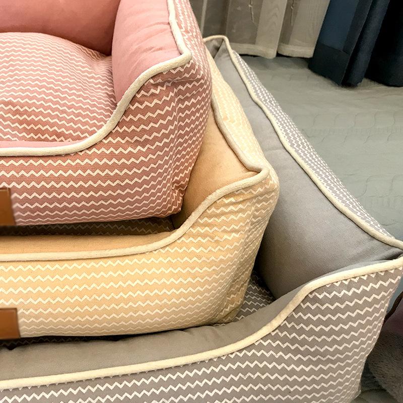 Square Doghouse New Product Detachable and Washable Cat Nest Pet Nest Cushion Summer Breathable Cotton Linen Pet Cushion