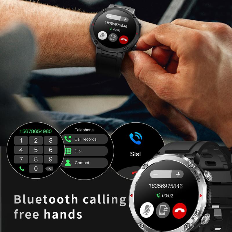 1.6"400*400 HD Duży Ekran Wodoodporny Smartwatch Męski 600 mAh Duża Bateria Monitor Fitness Połączenia Bluetooth Męski Smartwatch