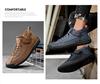 Men's Plus Size Casual Leather High-Top Work Shoes, Non-Slip Genuine Leather Handmade Shoes for Middle-Aged Dads.