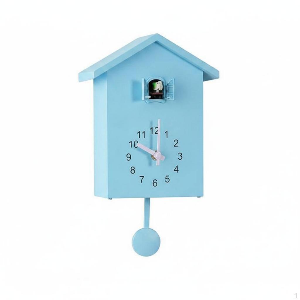 Cuckoo Wall Clock Hourly Chime Pendulum Cute Design for Living Room White