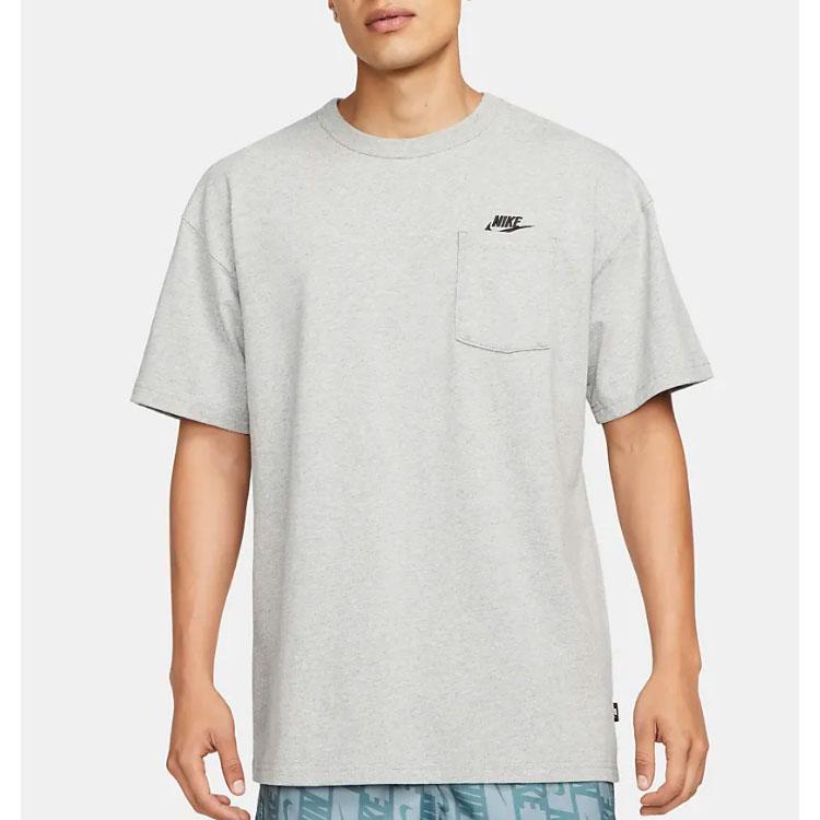 Nike Premium Essentials Knit Crew Neck Loose Comfortable Breathable Short Sleeve T-Shirt With Drop Shoulder Men Tops Dark-Grey DQ9296-063