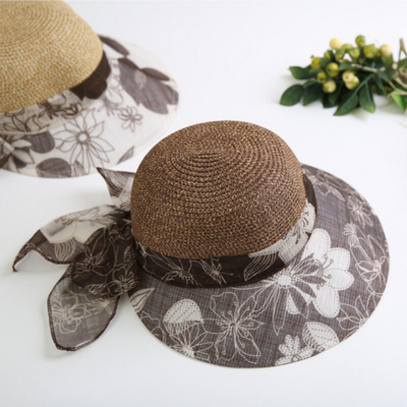 Straw hat - Fabric combination half cap H726 Beige/Free Size