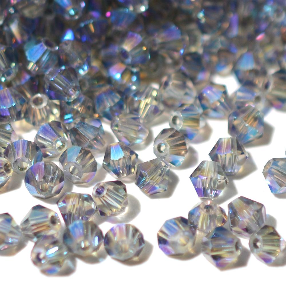 Kovová barva 100ks Průměr 4mm Bikonický tvar Pokovené Rakouské krystaly Skleněné korálky Volné Distanční korálky pro výrobu šperků