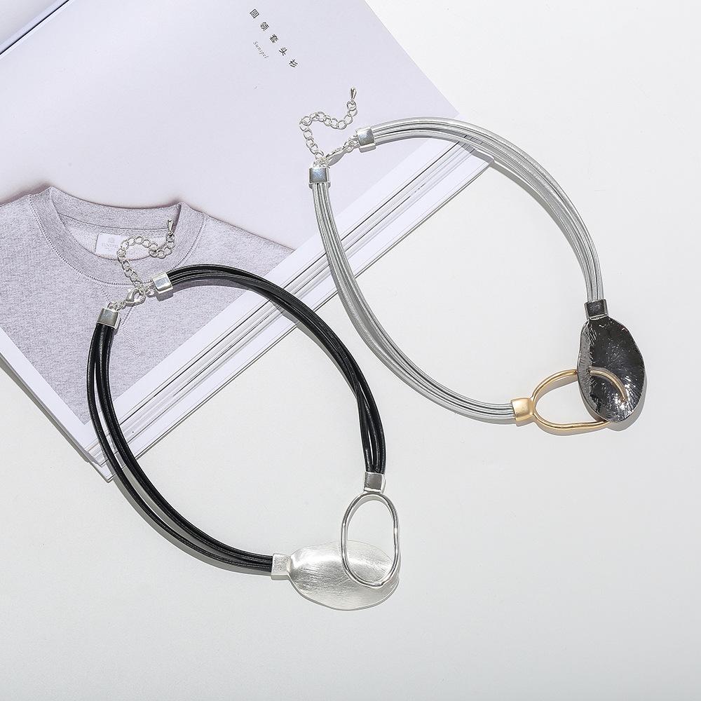 New European and American high-end women's metal jewelry retro simple collarbone chain