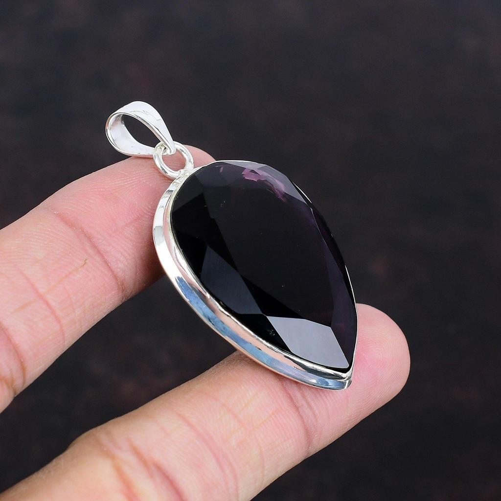 Faceted African Amethyst Pendant Handmade Pendant Real Gemstone Jewelry 925 Sterling Silver Pendant Unique Design Pendant Anniversary Gifts
