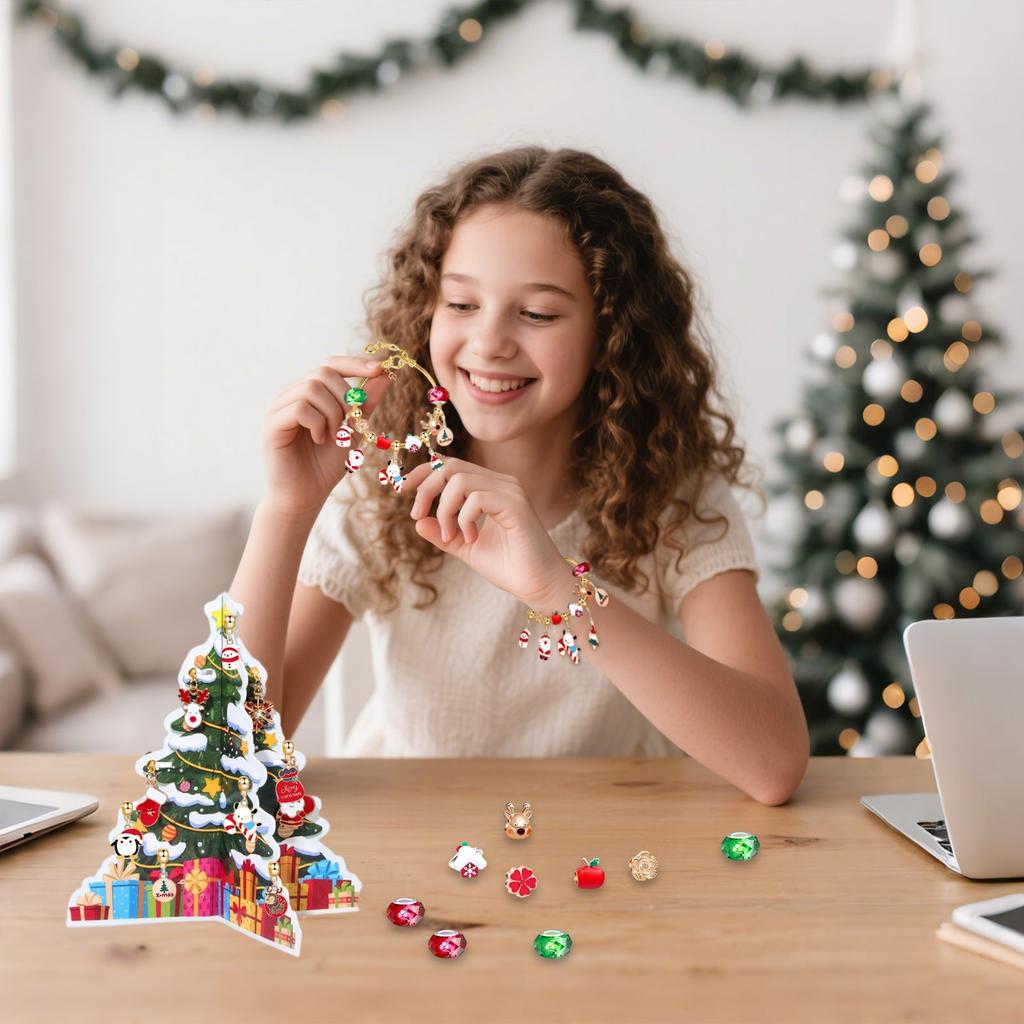 3D Three-dimensional Christmas Advent Calendar DIY Accessory Set Holiday Gift for Little Girls