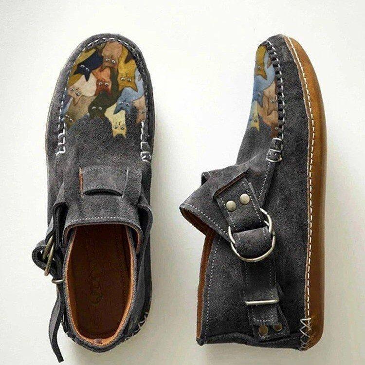 

Fashion Vintage Inspired Soft Leather Martin Boots Lace-Up Casual Shoes for Lady Bootie with Solid Flats 36EU/CN37 сірий
